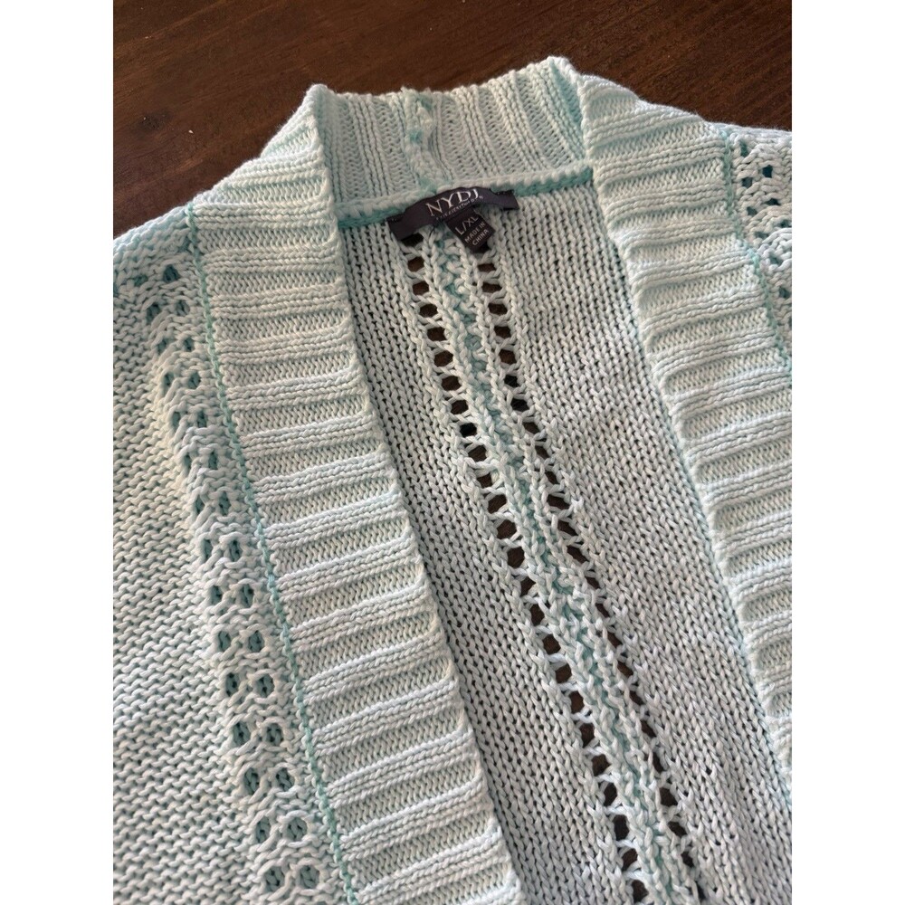 Upcycled NYDJ Cardigan Sweater Womens XL Aqua Hand Dyed Wearable Art Boho Duster